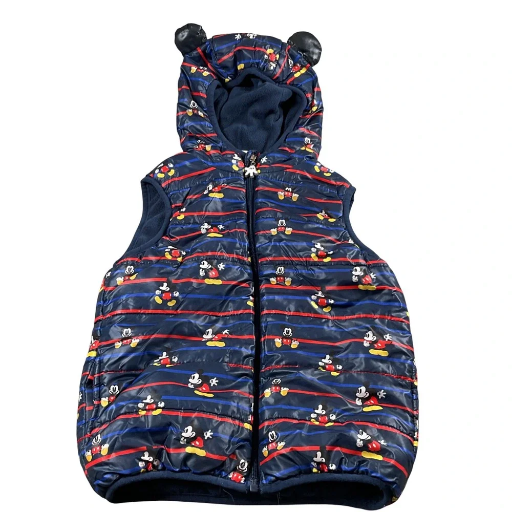 Disney Mickey Mouse Puffer Vest with Hood and‎ Ears Size 8